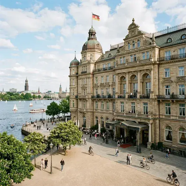 Historic waterfront architecture in a northern German city